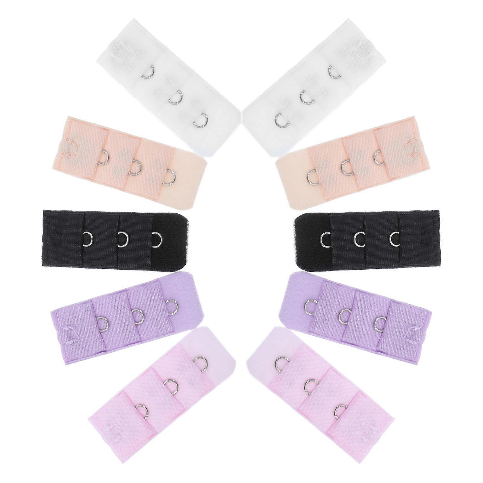 10pc מרחיבי חזיות נשים ווים מאריכים פליז צר 3 שורות 1 כפתור חזייה תחתונים אבזם מאריך (צבע אקראי)