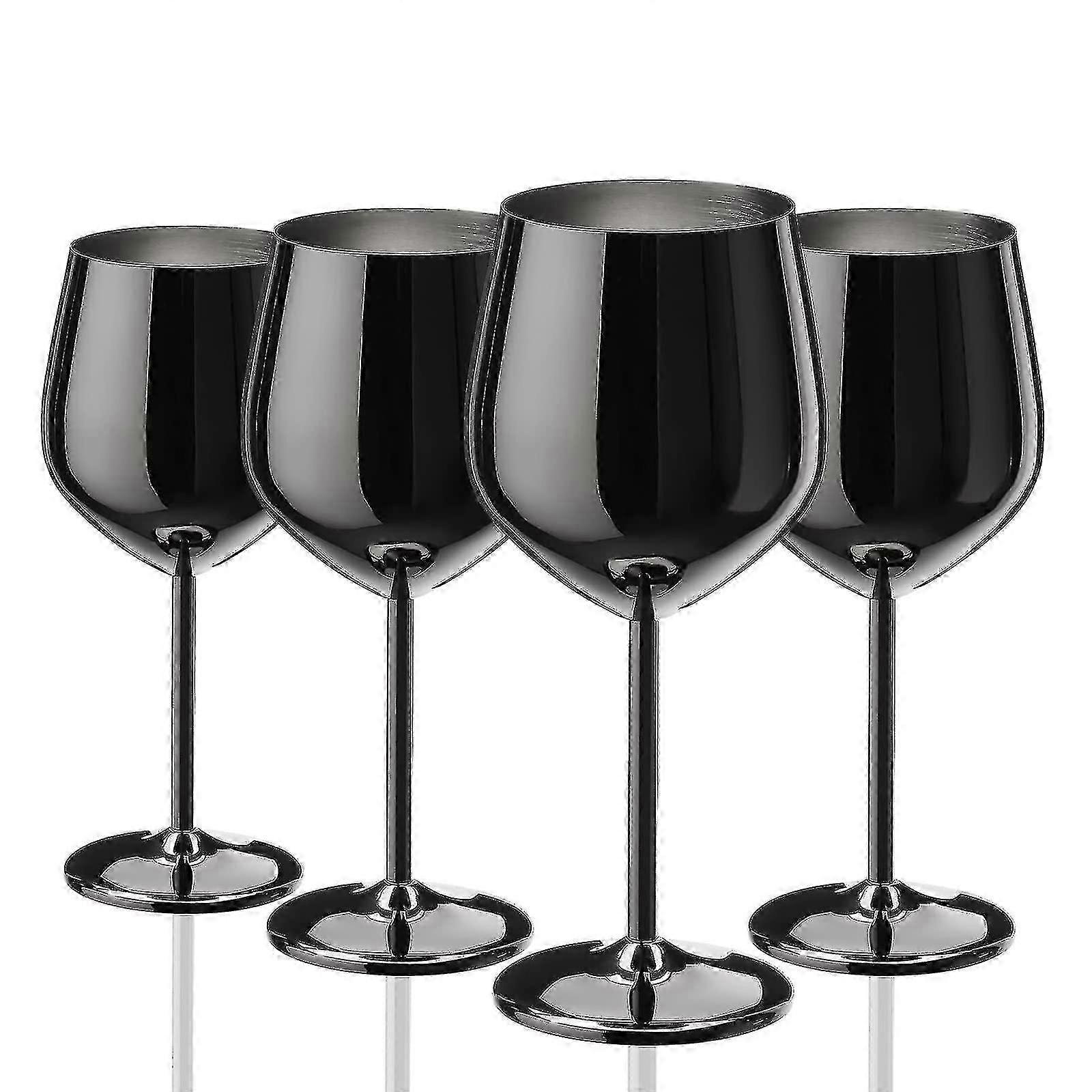 Unbreakable Wine Glasses Set of 4 for Unique Entertaining, 550ml Black Metal Goblets