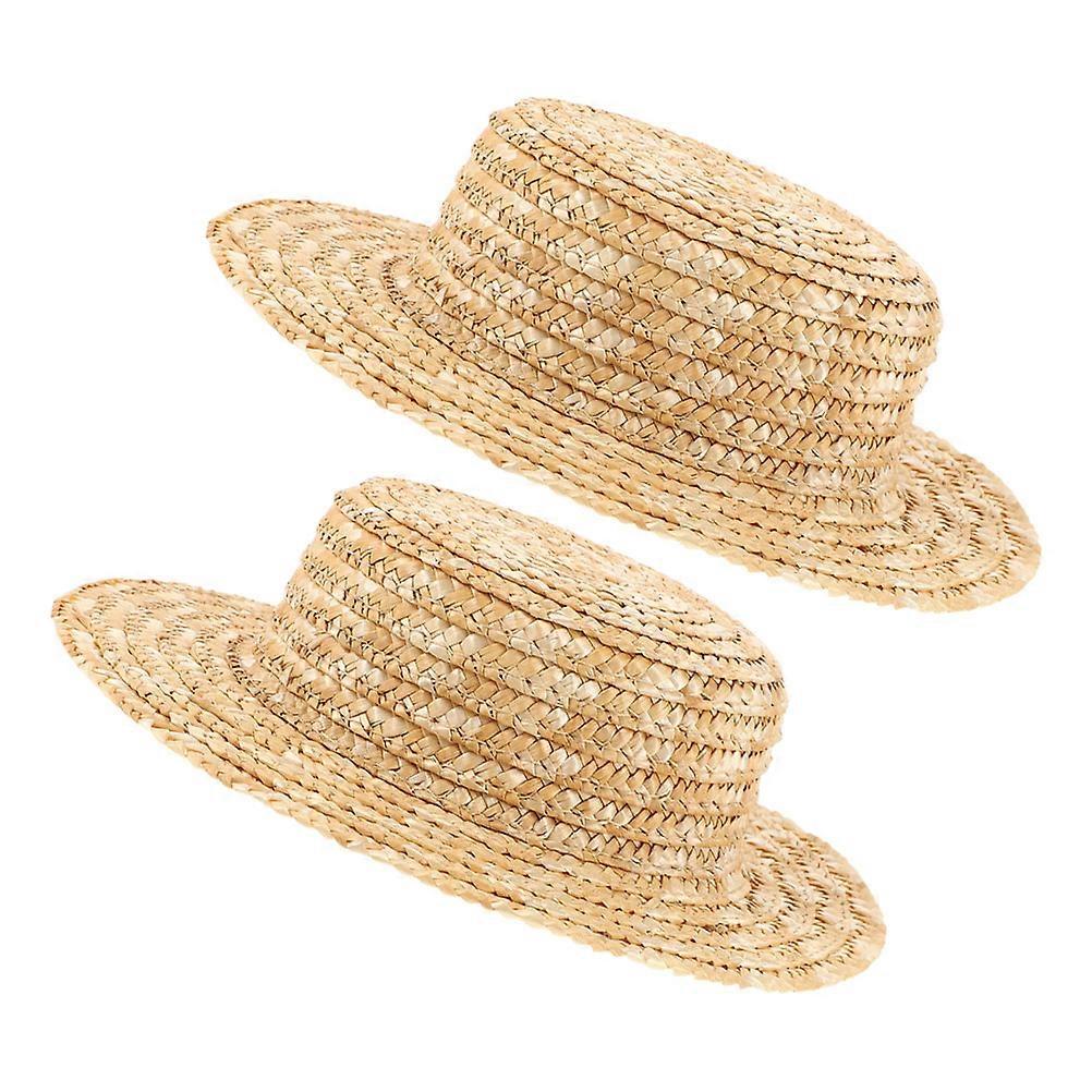 Tiny Straw Hats Mini Doll Accessories for DIY Crafting 4 Pieces