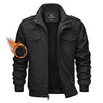 TACVASEN Men's Winter Bomber Jacket Fleece Cotton Thicken Casual Work Cargo Coat