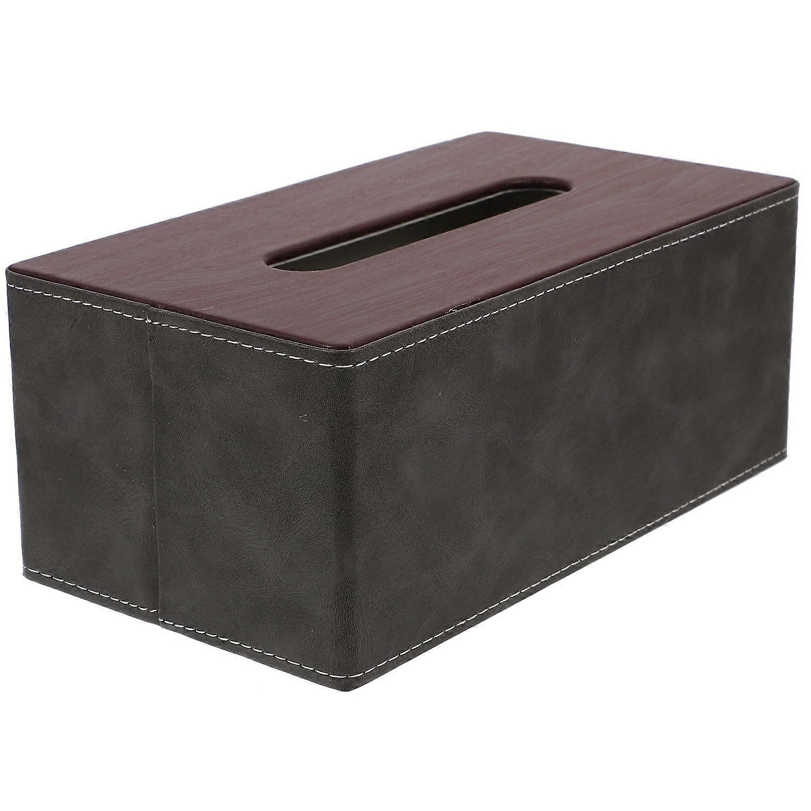 Black PU Tissue Box Holder for Home Use with Design