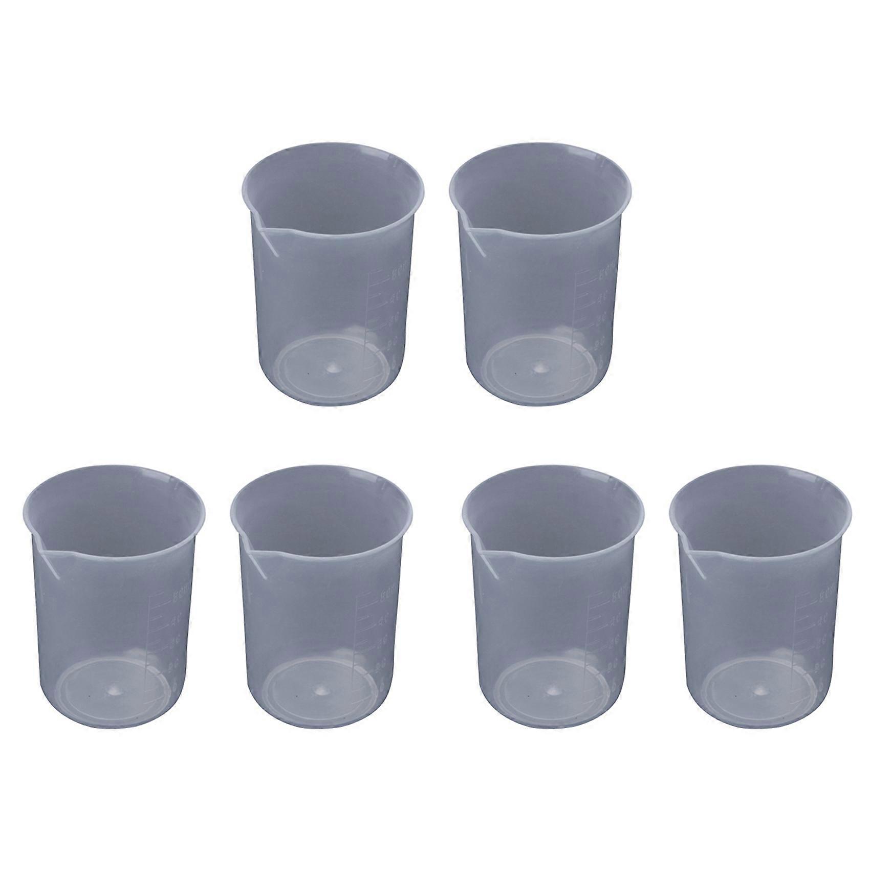 50mL Graduated Beaker Clear Plastic Measuring Cup for Lab 6 Pcs