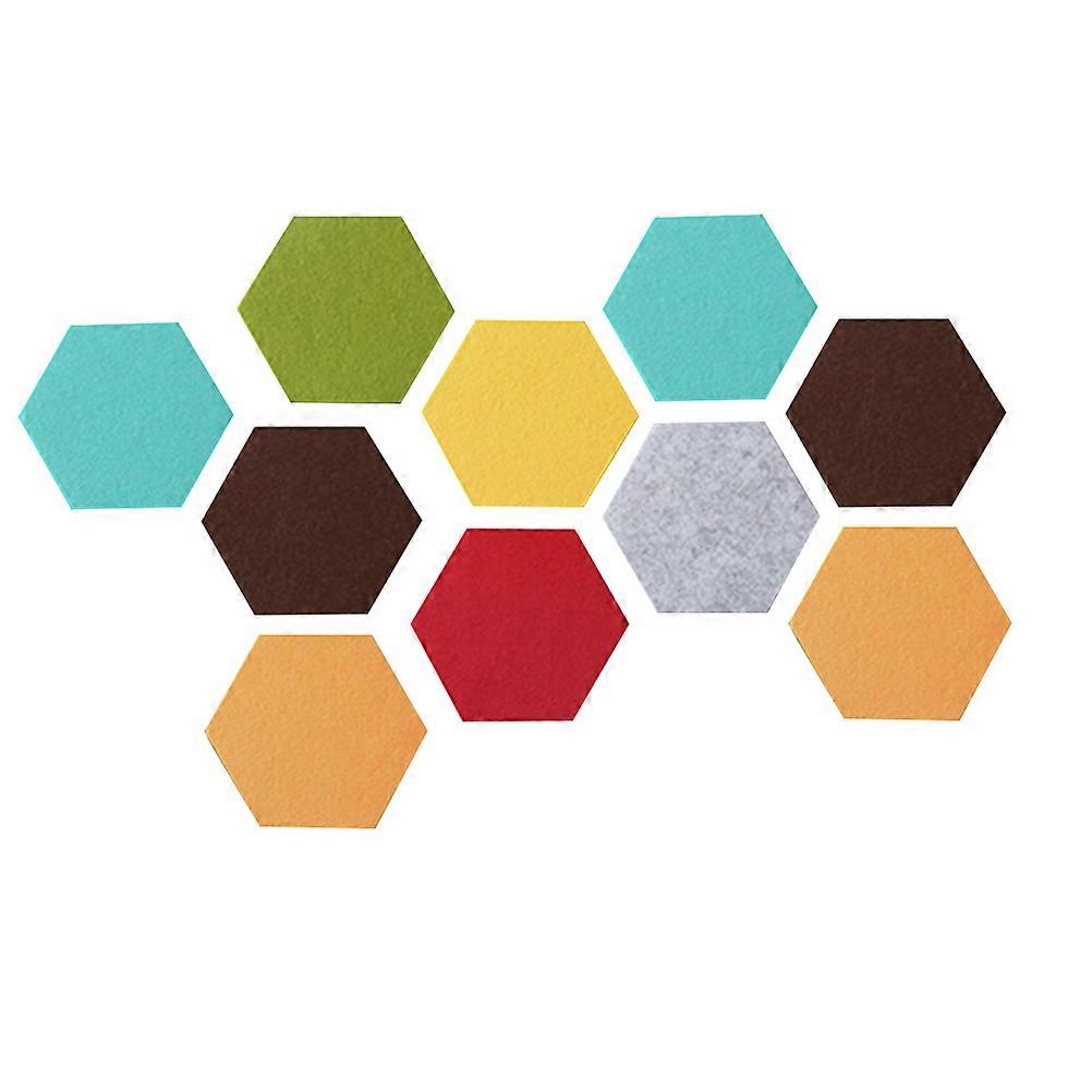 Colorful Felt Board Tiles 10Pcs Hexagonal Shape Wall Decor Perfect For Picture Display And Memo Holder In Home And Office Settings