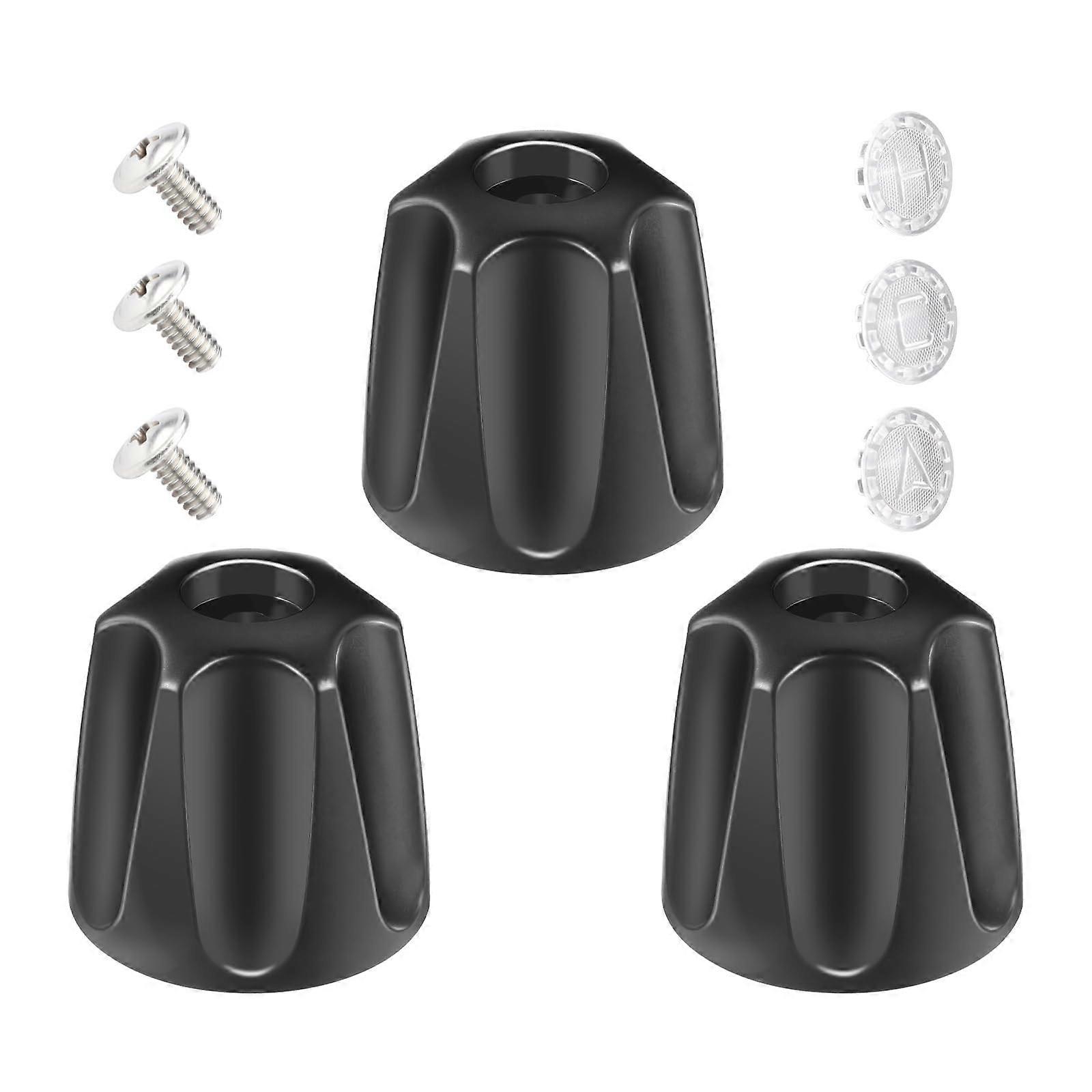 3 Pack Black Shower Handle Replacement Kit with Screws, Faucet Knobs for Bathroom Kitchen Sink