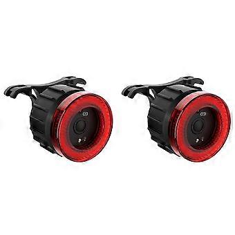 2X Bicycle Smart Brake Tail Light LED Charging Cycling Taillight Bike Rear Light Warn Bicycle Taillight