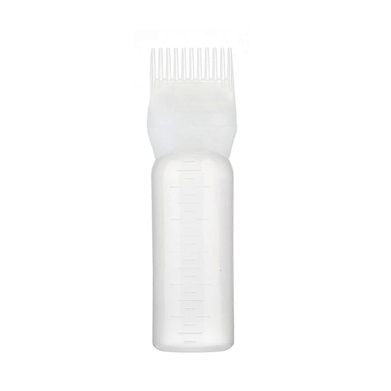 Hair Dye Applicator Bottle with Brush and Comb for Precise Root Application, Refillable White