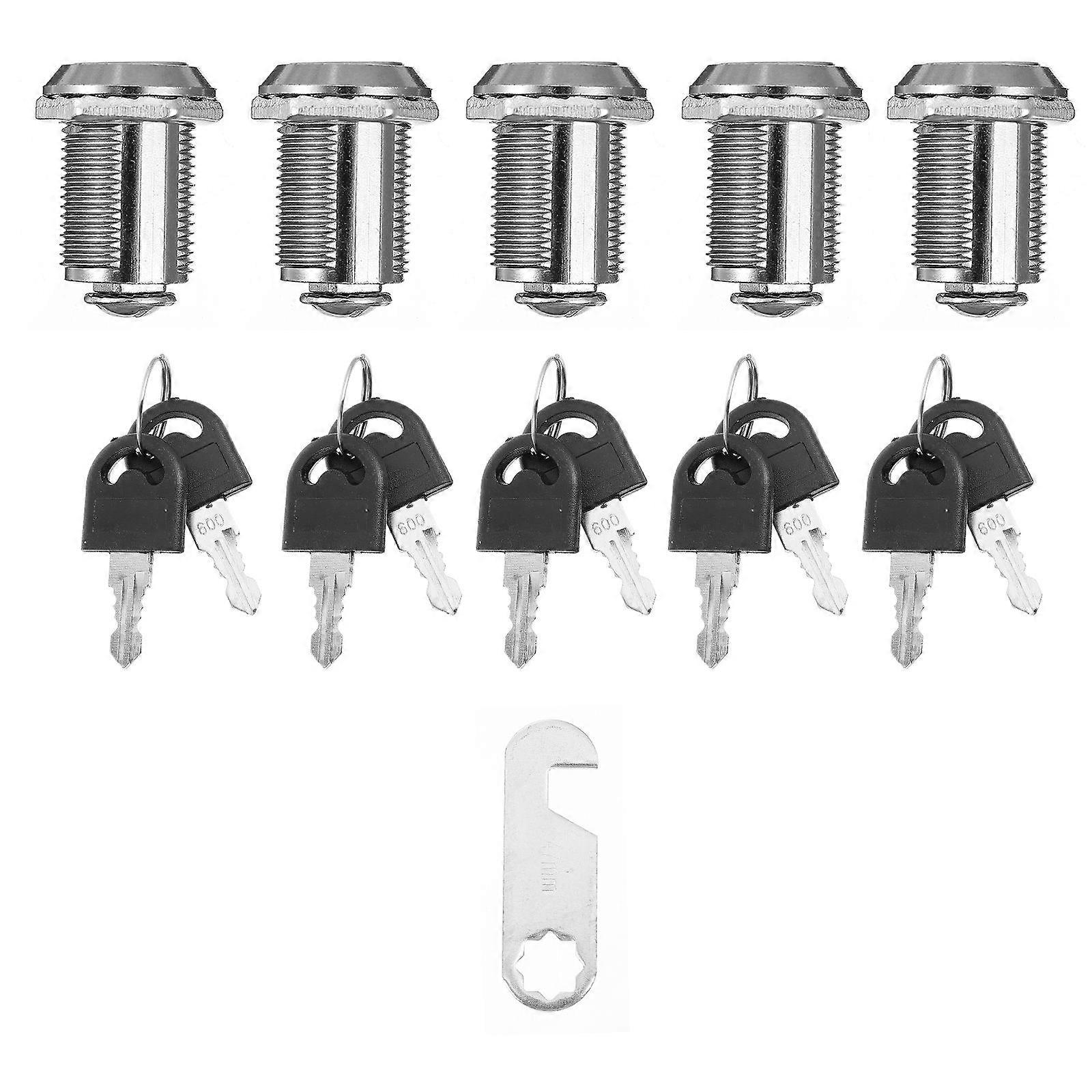 Cabinet Lock Zinc Alloy Security Lock for Mailbox 5Pcs Strong Silver Locks