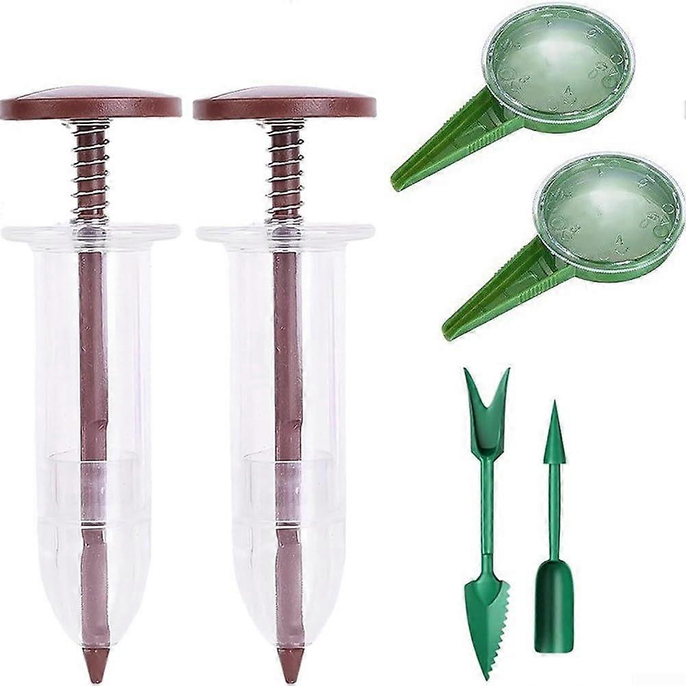 Gardening Tools Seed Dispenser Set with 5Speed Sowing Control and Ergonomic Handle (Coffee)
