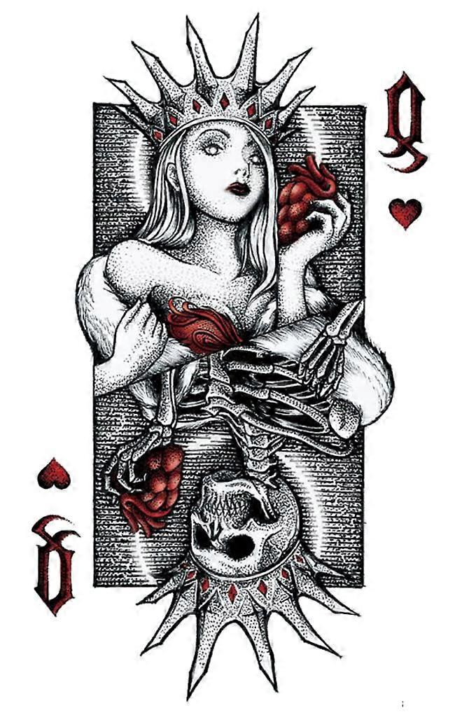 7 Sheets Waterproof Skeleton Temporary Tattoos with 3D Effect, Large Playing Card Body Art Stickers