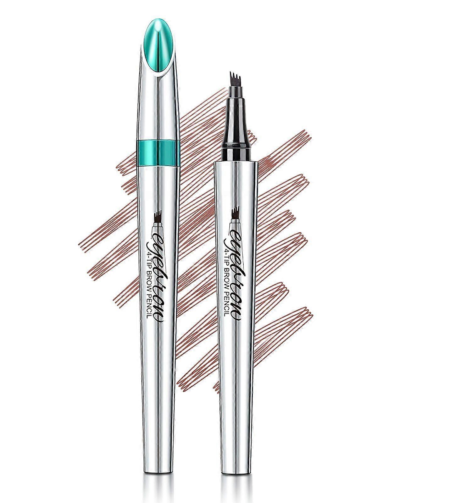 Eyebrow Microblading Pen 4 Fork Tip Waterproof Long Lasting Natural Brow Pencil Reddish Brown