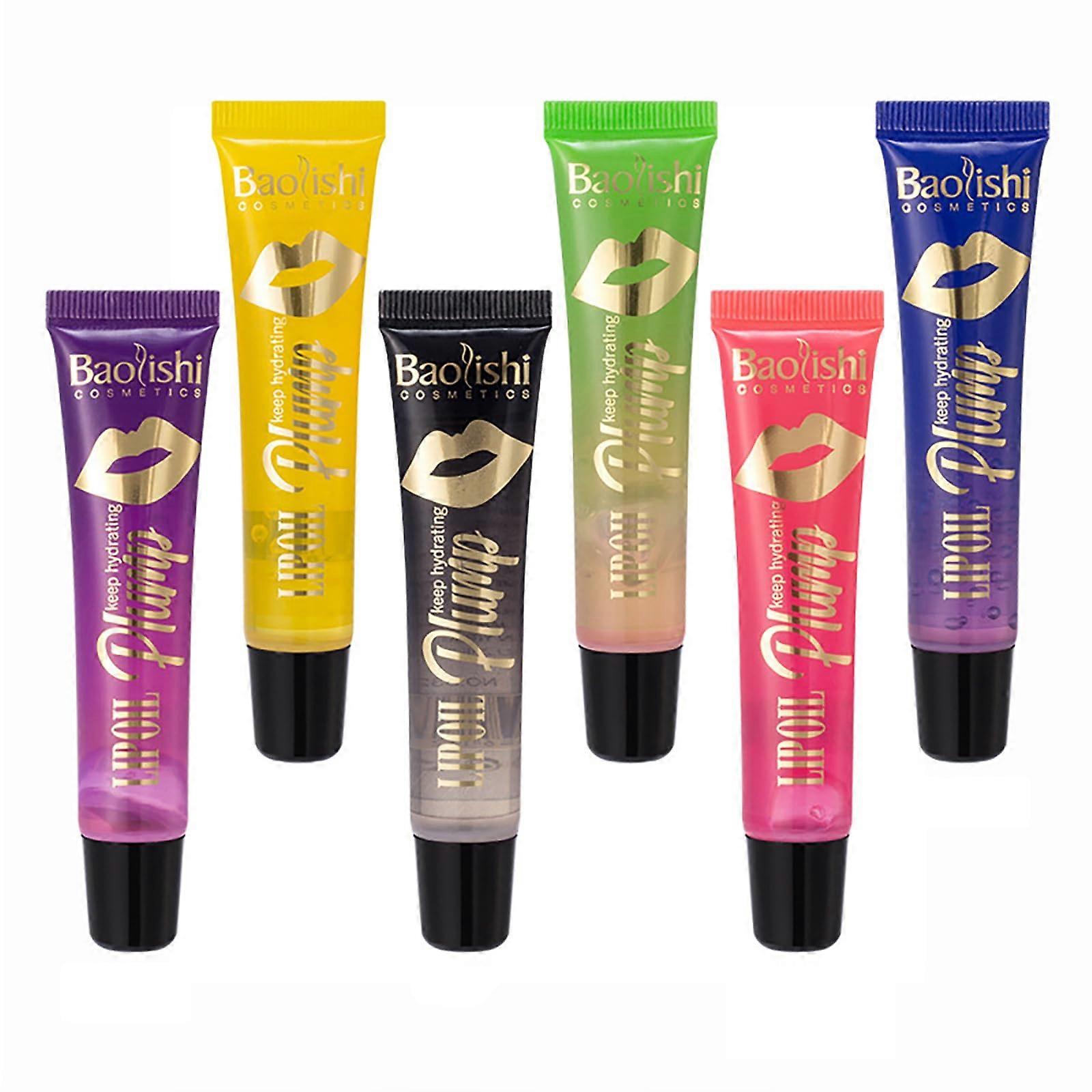 6 Pcs Moisturizing Lip Oil Set with Plumping Gloss, Deep Hydration, Long Lasting Waterproof