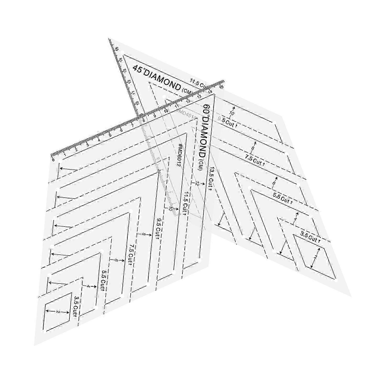 Patchwork Tool Sewing Ruler for Fabric Measuring 4Pcs Transparent Plastic