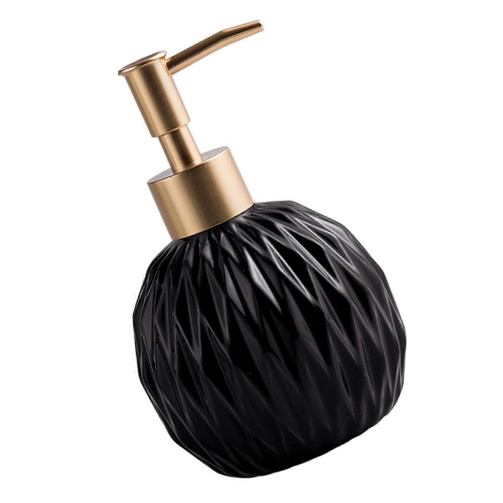 Black Ceramic Soap Dispenser with Smooth Pump, Refillable for Bathroom Kitchen and Hotel Use