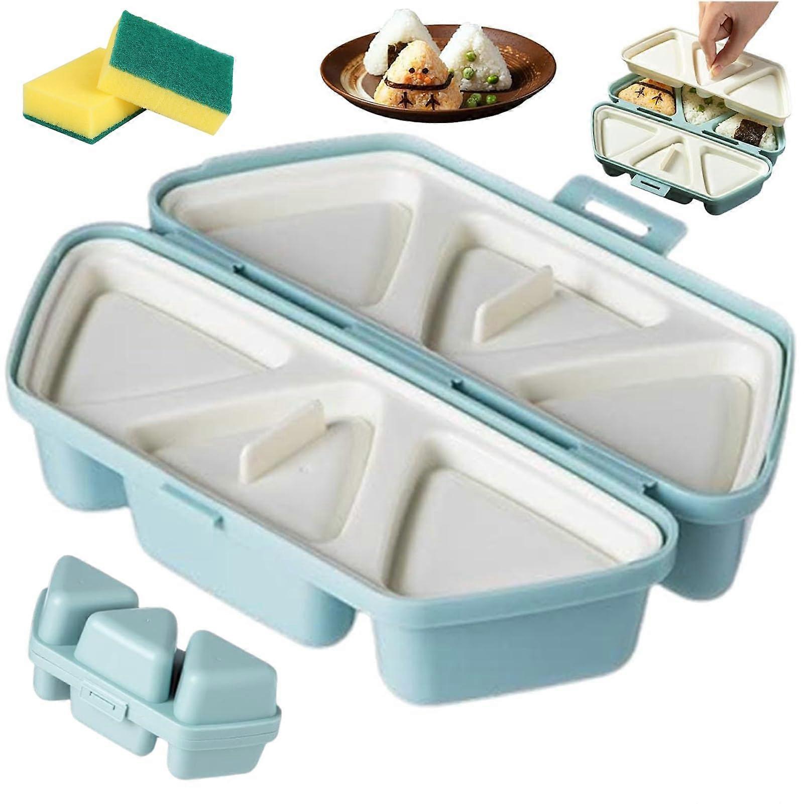 Onigiri Mold 6Cavity Triangle Rice Ball Maker Nonstick Foldable Sushi Mold Blue