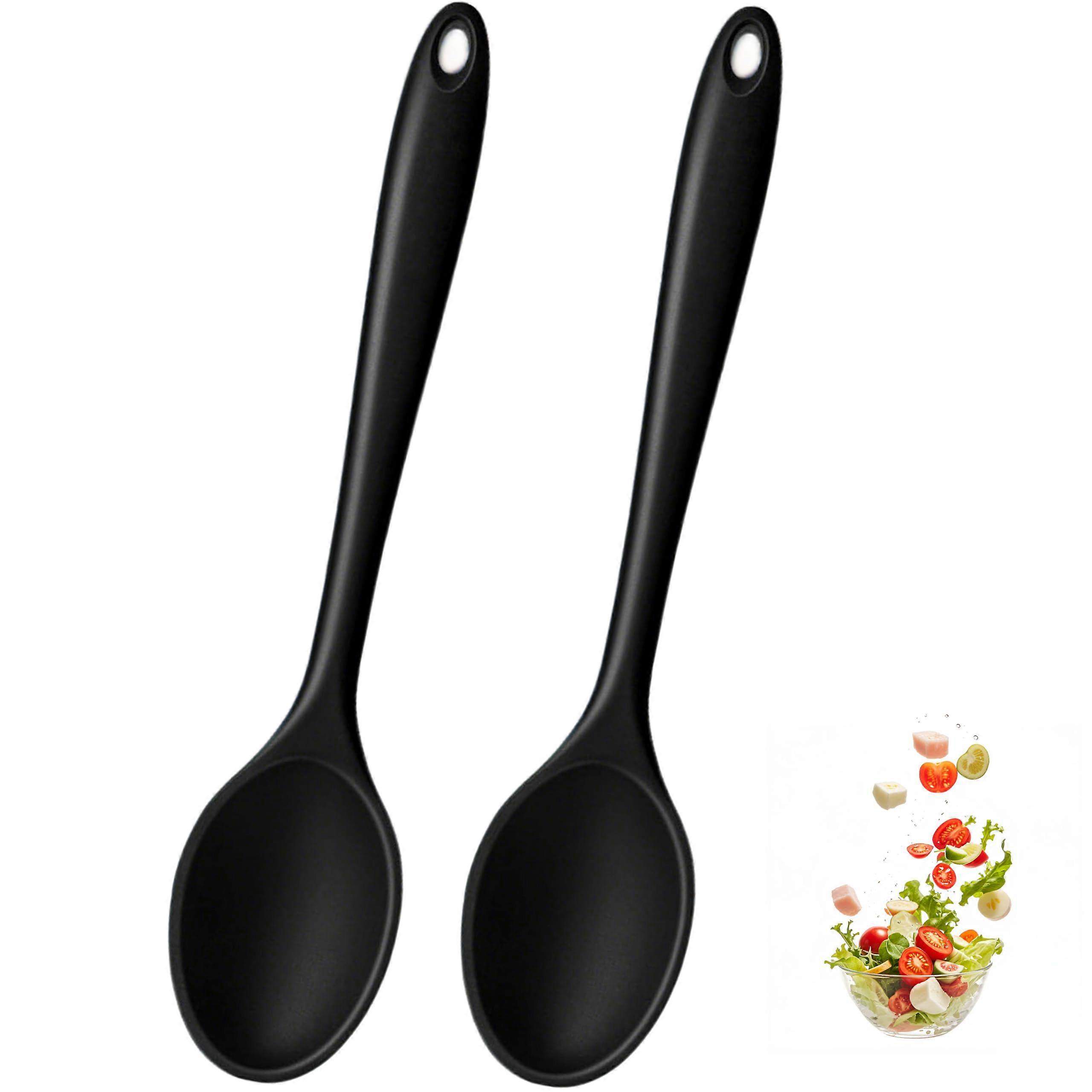 Silicone Cooking Spoons Set, Heat Resistant 10.8 Inch Large Long Handle for Versatile Kitchen Use