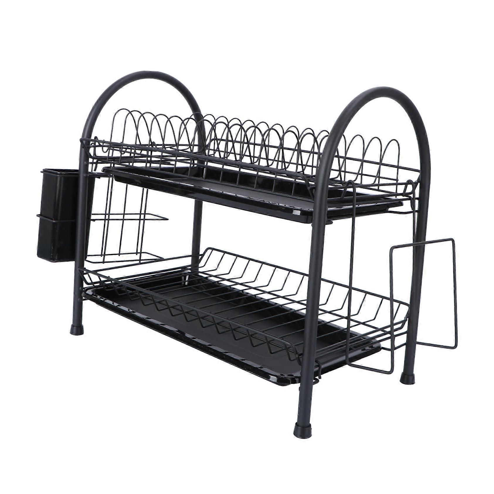 MultiLayer Dish Drying Rack with Drainage, RustResistant Kitchen Storage Shelf for Countertop