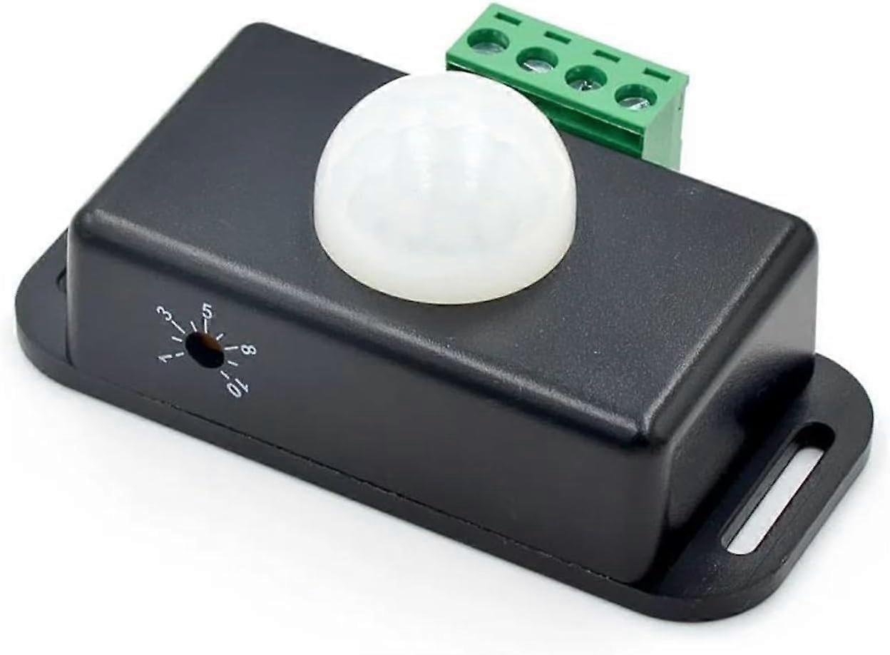 Black 2 Pack PIR Motion Sensor Switch for LED Lights 12V 24V Infrared Detector with Adjustable Delay Timer and Energy Saving Control