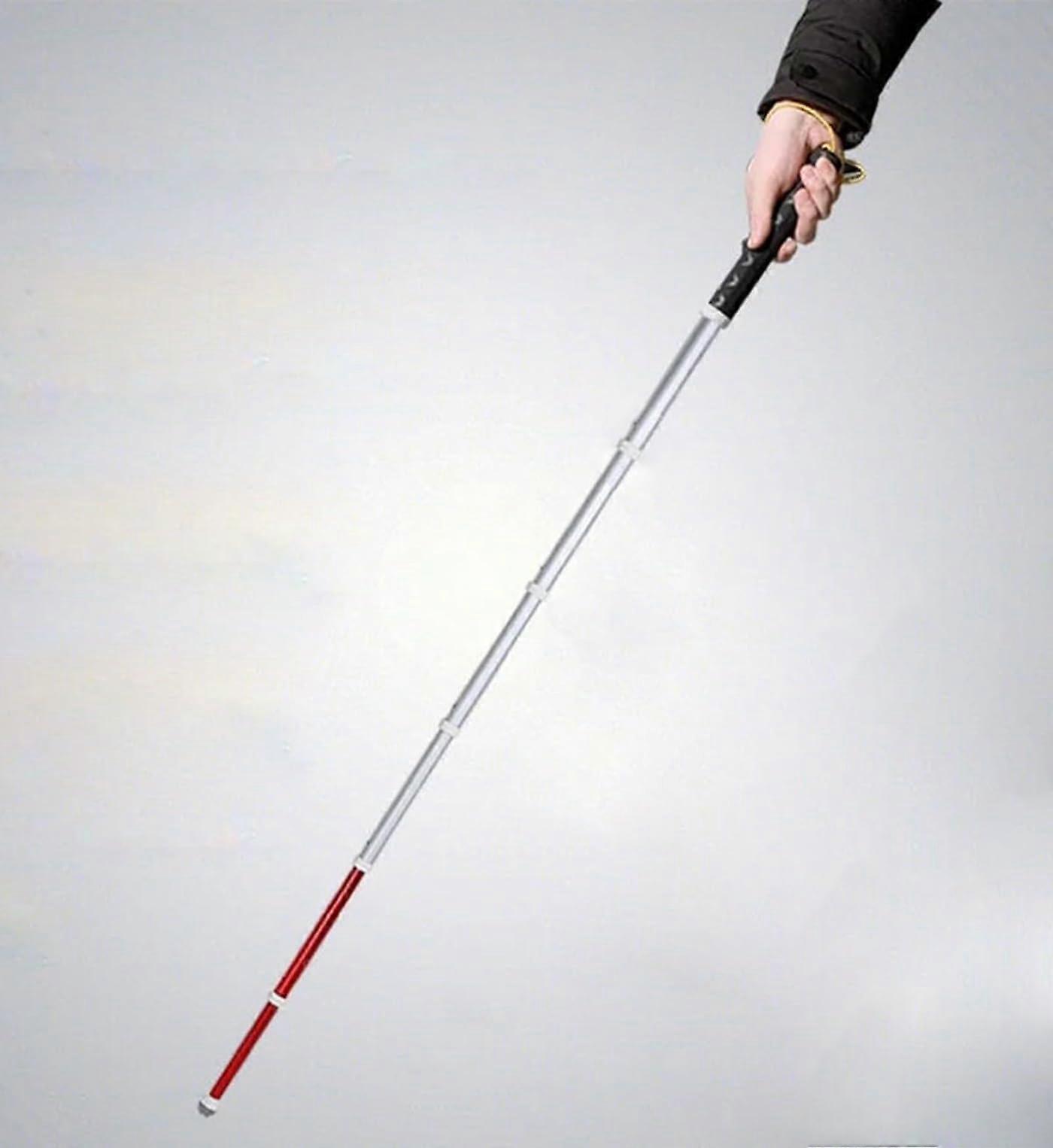 Blind Walking Stick Titanium Alloy Telescopic Cane for Visually Impaired with Reflective Roller Tip 150cm