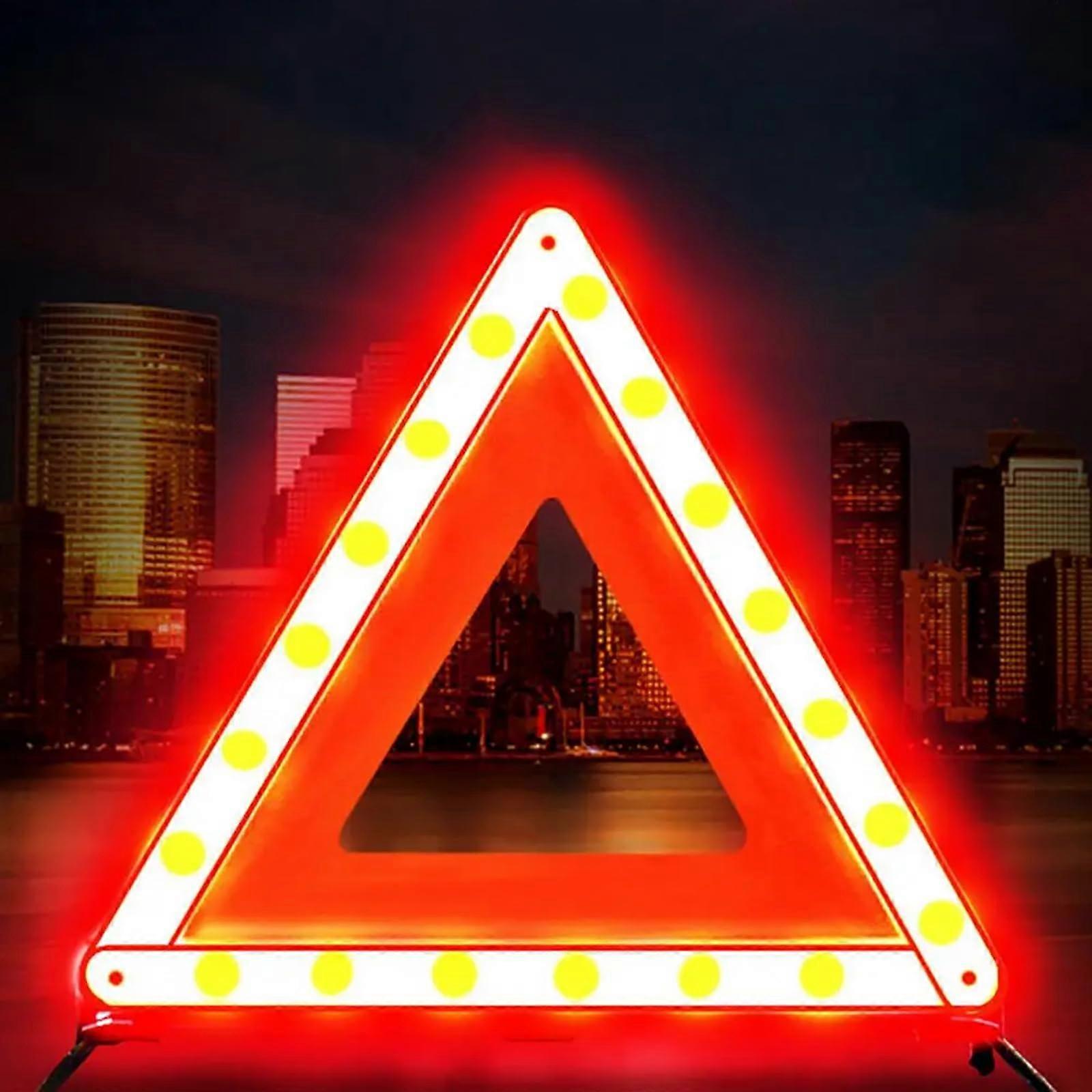 Foldable Emergency Warning Triangle with Weighted Base for Car Breakdown,  Reflective Visibility