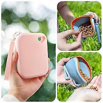Portable Silicone Dog Treat Bag - Pet Snack Pouch for Training and Walking,Pet Accessories for Outdoor Use Light Blue