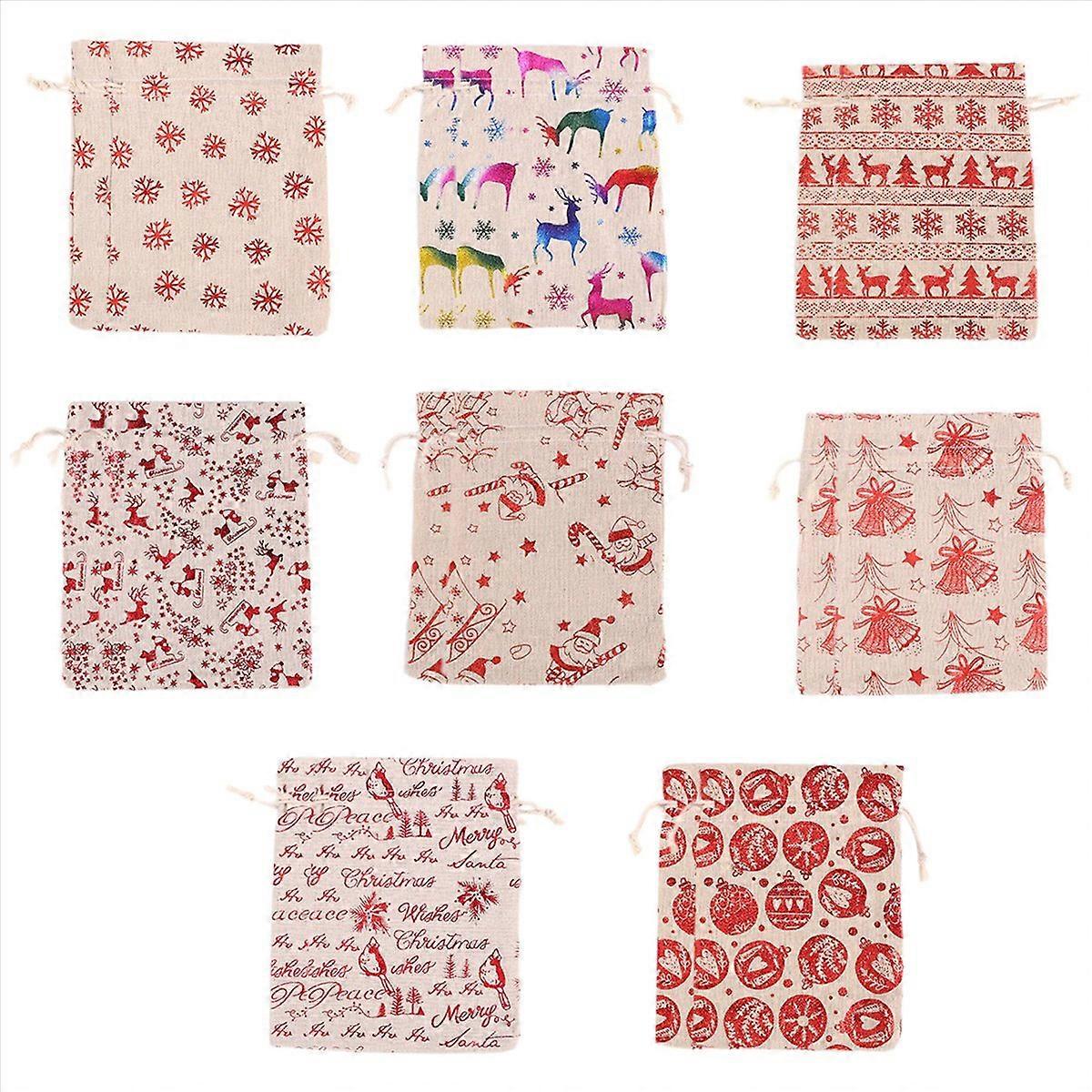 16Pcs Christmas Drawstring Bags Burlap, for Candy 