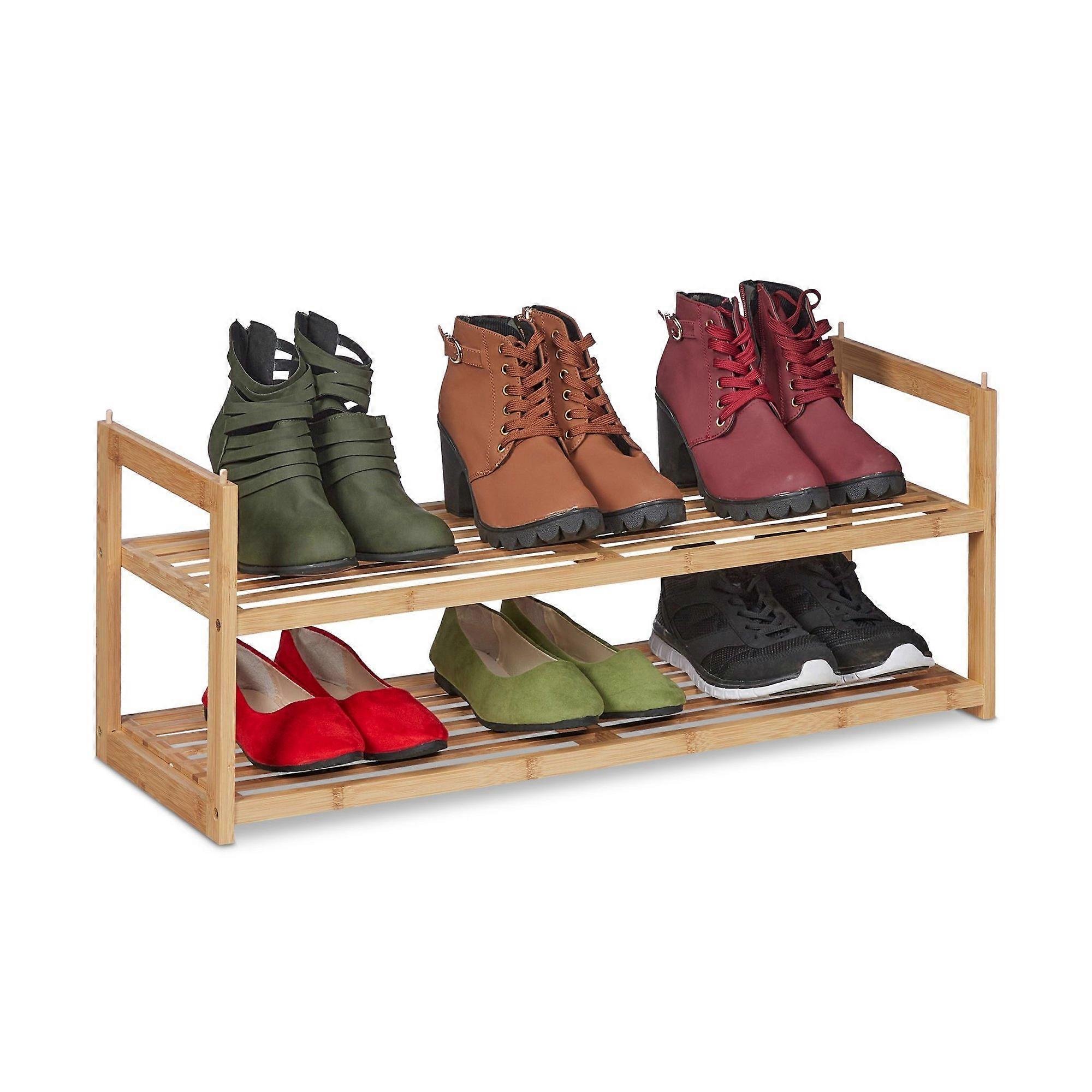 Stapelbar skohylla i bambu