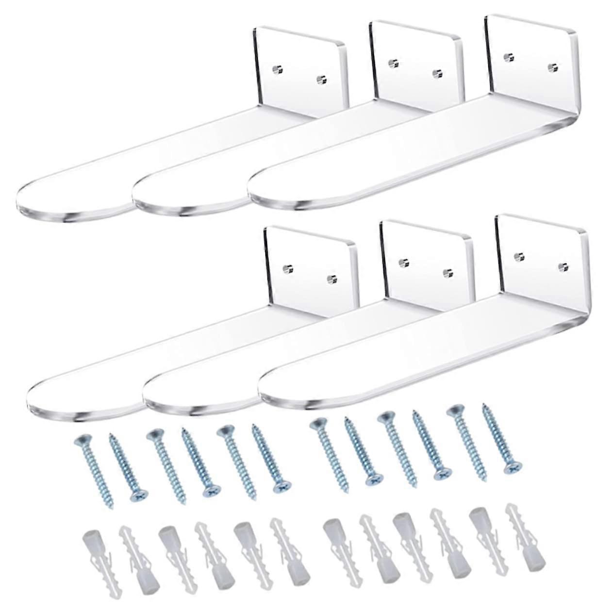 6Pcs Acrylic Shoe Display Rack Wall Mounted Clear Sneaker Organizer SpaceSaving Smooth Edge Design