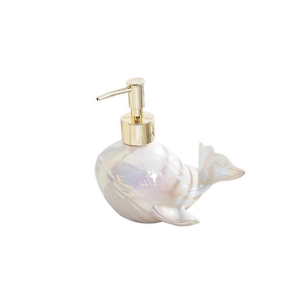 Ceramic Whale Soap Dispenser White Bathroom Pump Bottle Durable Cartoon Design