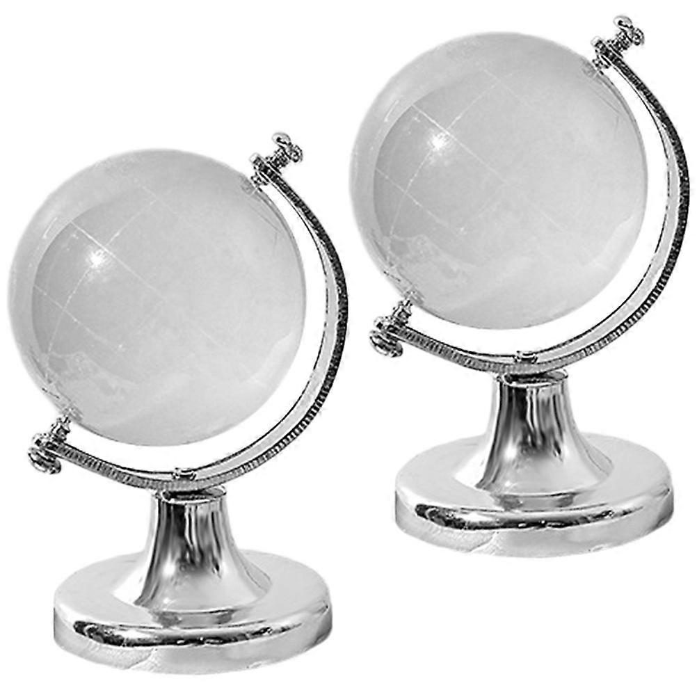 Transparent Globe Decoration 2Pcs Desktop Office Decor