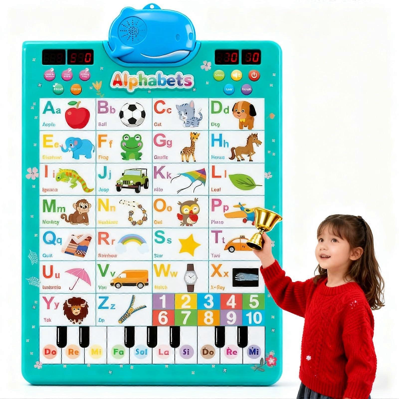Interactive Learning Poster with TouchActivated Audio, Bilingual ABC and Numbers Wall Chart for Kids