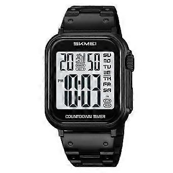 2025 New Square Military Watch for Men, Waterproof Digital Sports Watch with Stainless Steel Band, Chronograph, Stopwatch for Outdoor, Casual, School