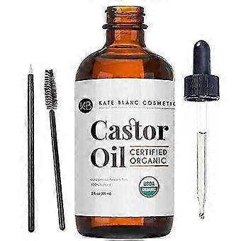 Rizinusöl (2 Unzen), Usda-zertifiziertes Bio, 100% rein, kaltgepresst, hexanfrei stimuliert das Wachstum für Wimpern, Augenbrauen, Haare. Feuchtigkeitscreme für die Haut