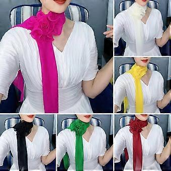 Lange sjaal, chiffon satijnen lange sjaal, chiffon omslagdoek voor dagelijks gebruik, roze rood