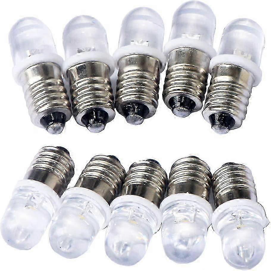 10pcs E10 3V Spot LED Bulbs Cool White 6000K