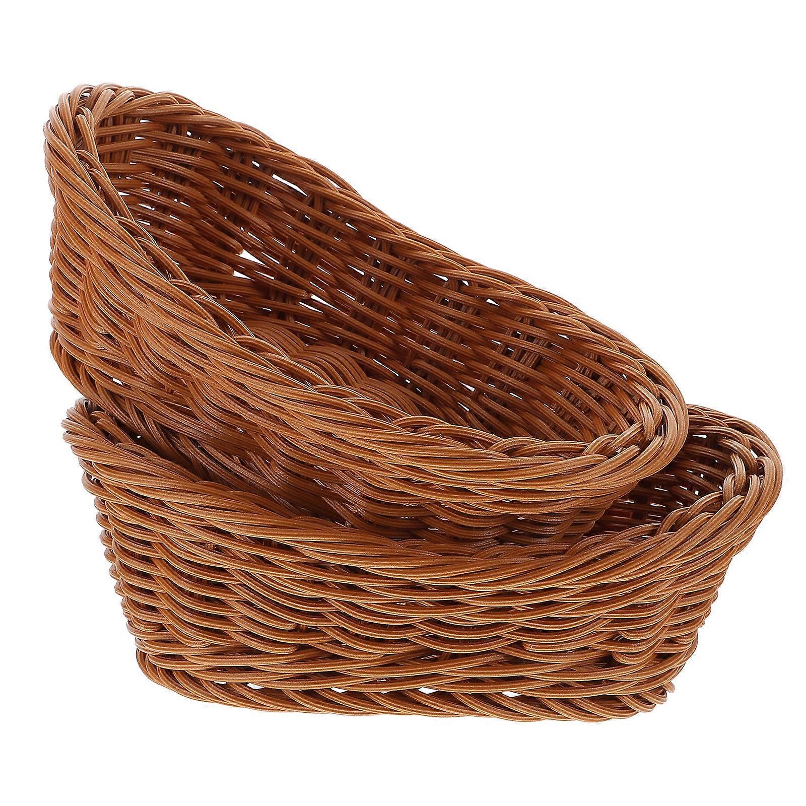 Plastic Baskets Kitchen Storage Baskets Imitation Rattan for 2Pcs