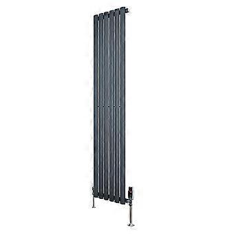 Oval Single Column Radiator 1600mm x 360mm & TRV Chrome Valves Modern Designer Single Panel Central