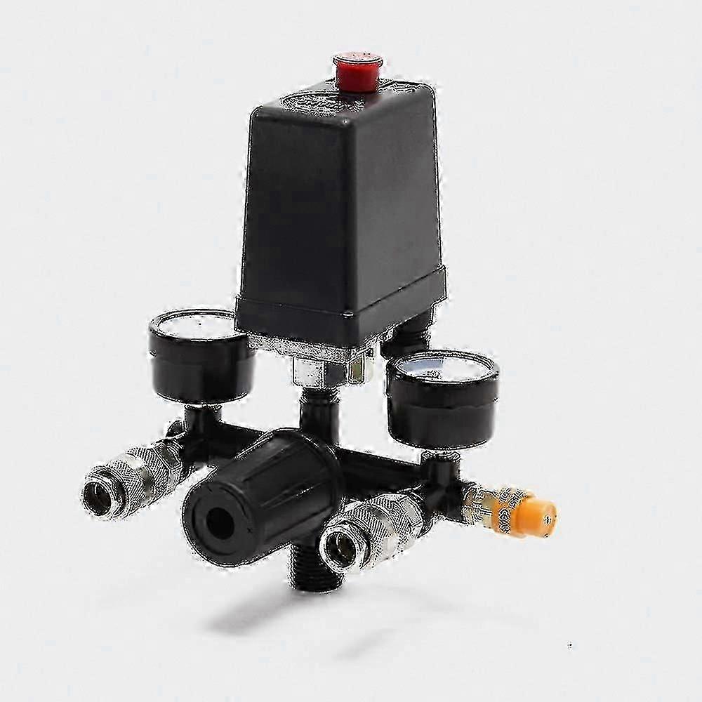 Pressure Regulator with Pressure Switch compatible with Compressor, Dual Display Gauges