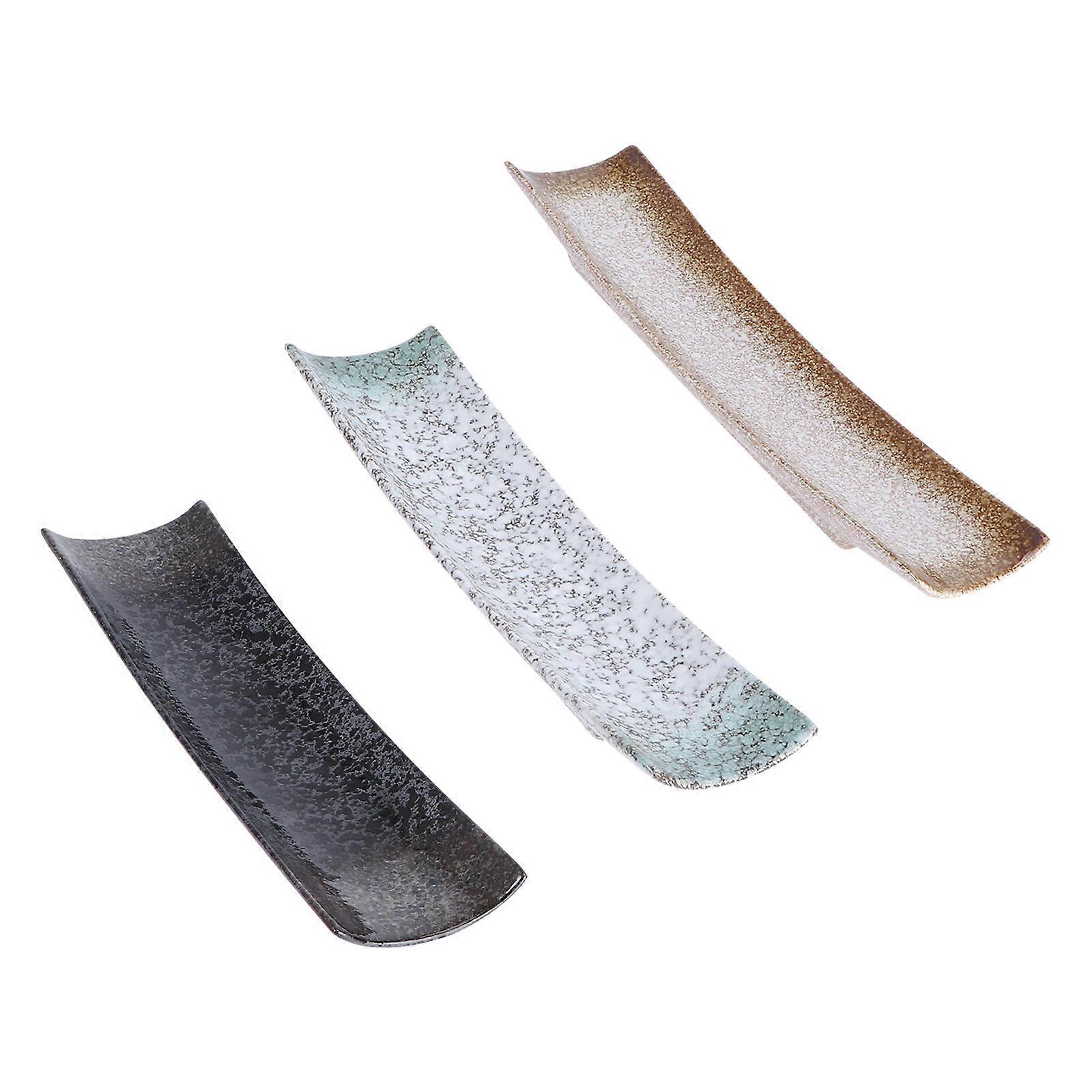 Ceramics Sushi Plate Rectangular Dish for Serving 3Pcs Assorted