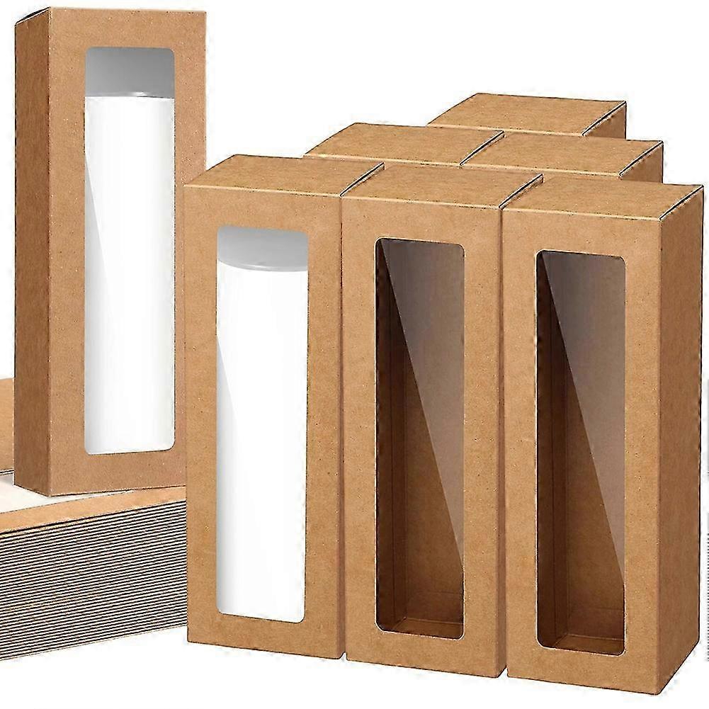 Macaron Boxes Paper Packaging Boxes with Transparent Window Cookie Boxes with Window Brown 2026