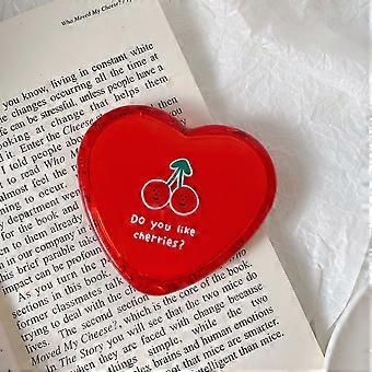 Compact Makeup Mirror for Travel, Small Portable Pocket Mirror Foldable Handbag Mirror Double Sided Magnification Mini Handheld Mirror, Heart