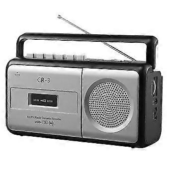 Gravador/Reprodutor de Fitas Cassete Portátil, Boombox com Rádio AM/FM Estéreo e Gravador de MP3, compatível com uso doméstico e externo, Plugue Americano