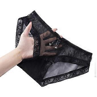 Women Panties Low Waist Hollow Out Lace Mesh Good Breathability Solid Color Briefs