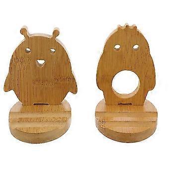 2 Pcs Creative Wood Desktop Phone Tablet Storage Racks Storage Stands For Home