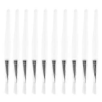 10pcs Professional Facial Mask Brushes Transparent Crystal Rod Synthetic Face Applicator Brush for Face Mask Application or DIY Mask (Pink Bag)