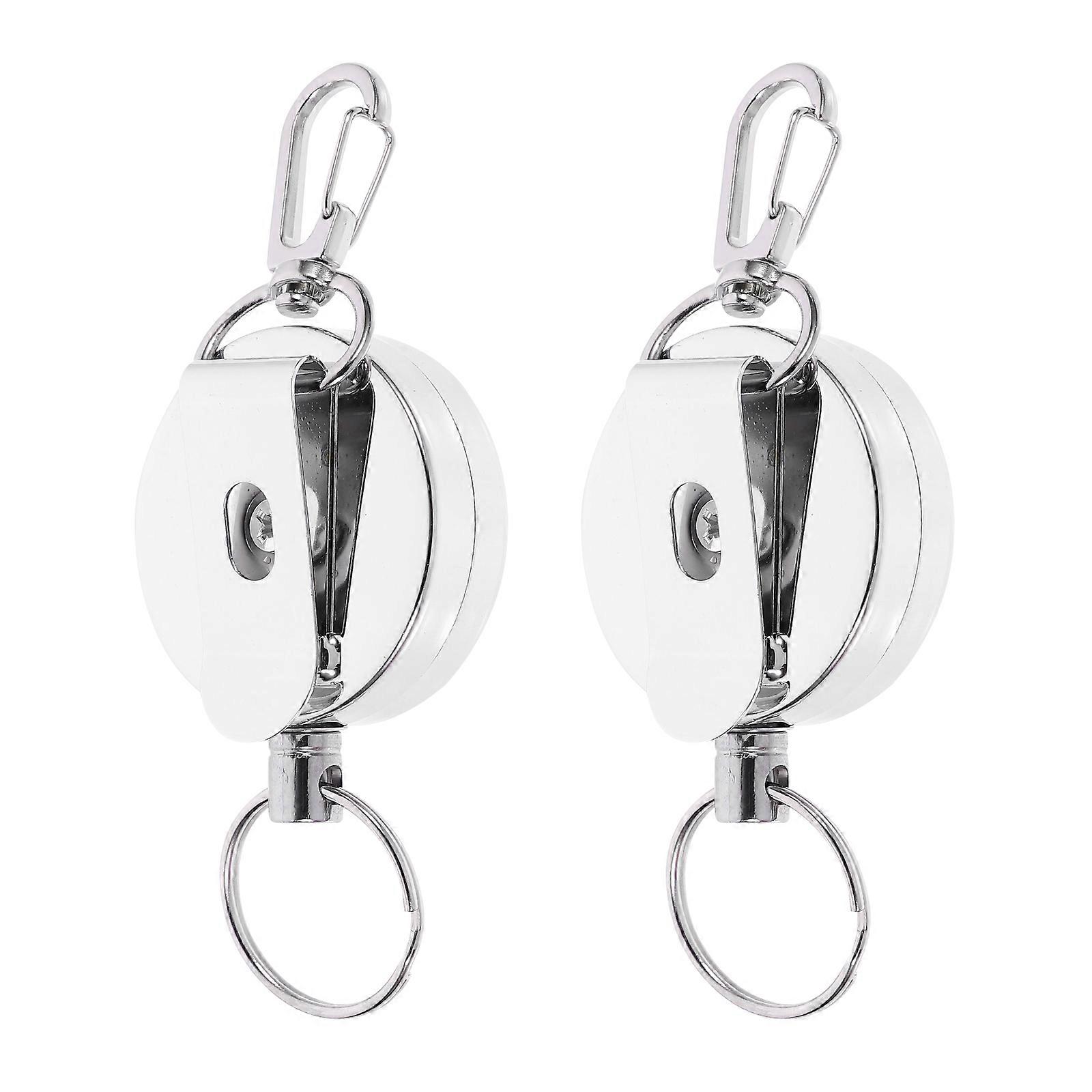 2Pcs Retractable Key Ring Practical Badge Holder Useful Keychain with Steel Wire
