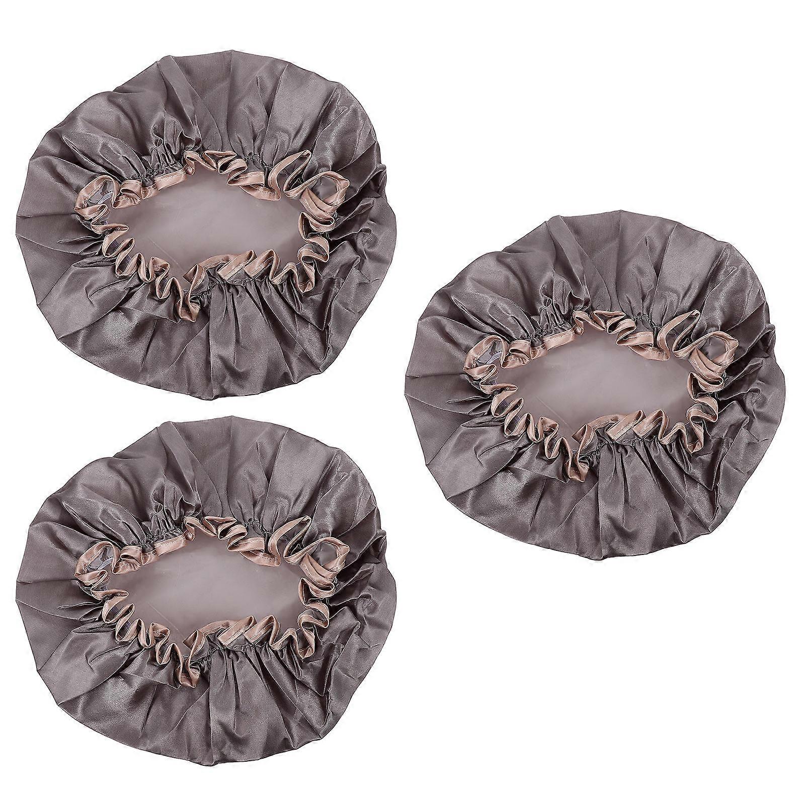 3PCS Double-layer Waterproof Bath Caps Simple PEVA Thickened Shower Caps
