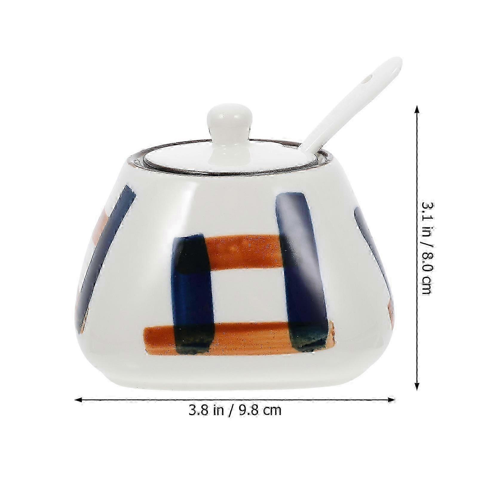 Multi-Functional Ceramic Spice Canister with Spoon Lid, 1 Set for Kitchen