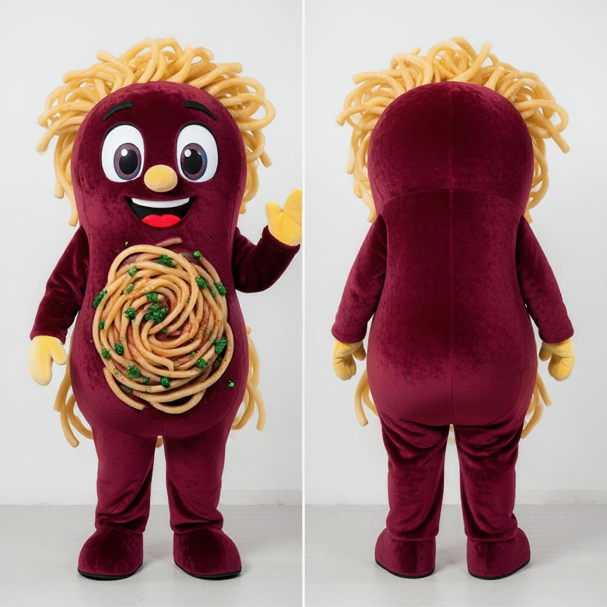 MASTICOT Maroon Rounded Pesto Pasta Mascot