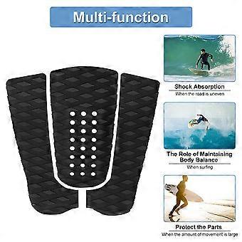 3 piezas de tabla de surf de surf almohadilla de tracción antideslizante almohadilla trasera empuñadura de cubierta (negro)