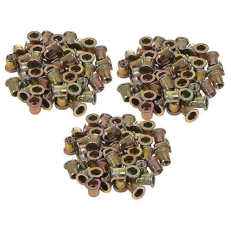 M6x12mm Flat Head Threaded Rivet Nut Insert Nutsert Fasteners 150 Pcs